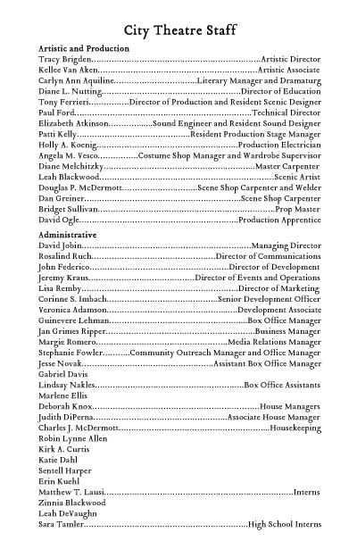 Pages 18 and 19 of the Young Playwrights Playbill