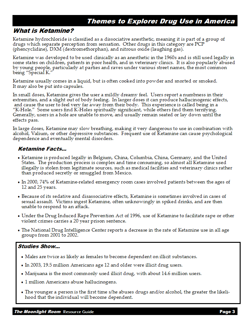 Page 3 of the Moonlight Room Resource Guide