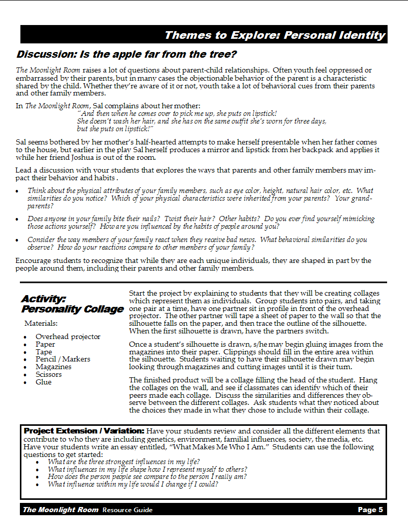 Page 5 of the Moonlight Room Resource Guide